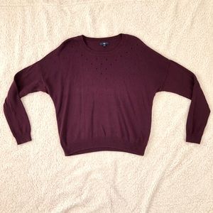 Gap Detailed Maroon Sweater